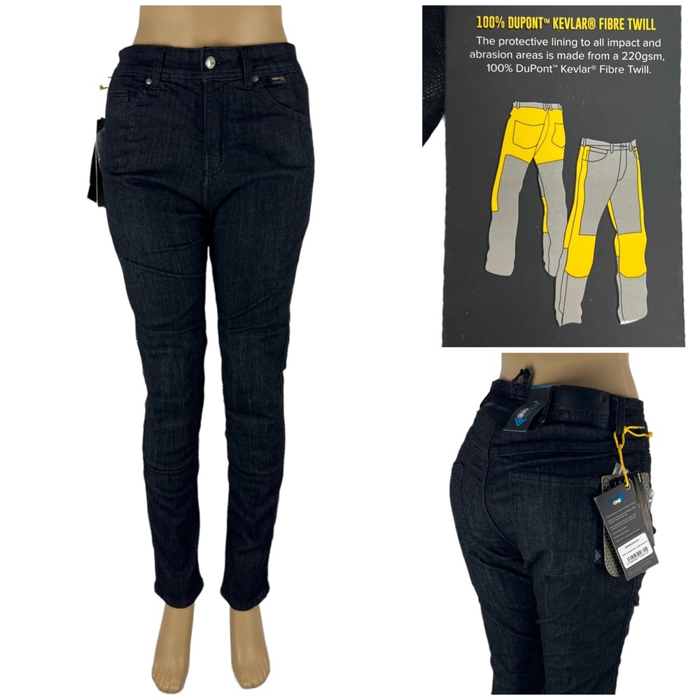 Route One Womens 10 Jeans Trinity Skinny Black Cordura Stretch Denim NWT